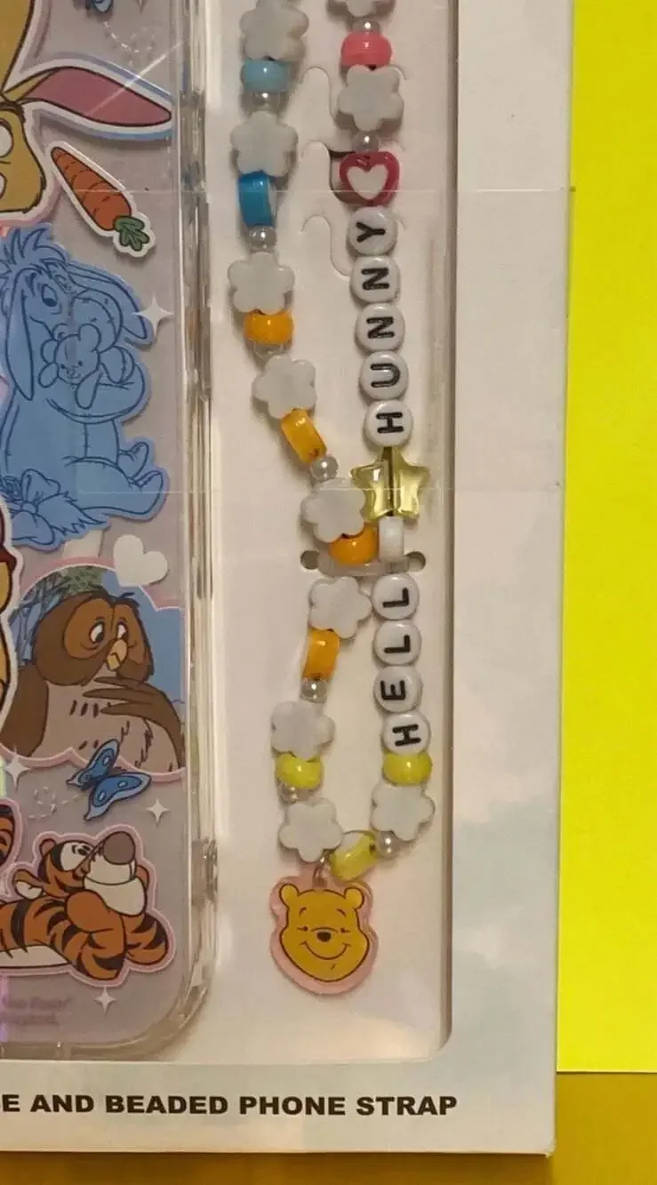 Disney Winnie the Pooh iPhone 16‎ Pro Max Case and Beaded Phone Strap Set